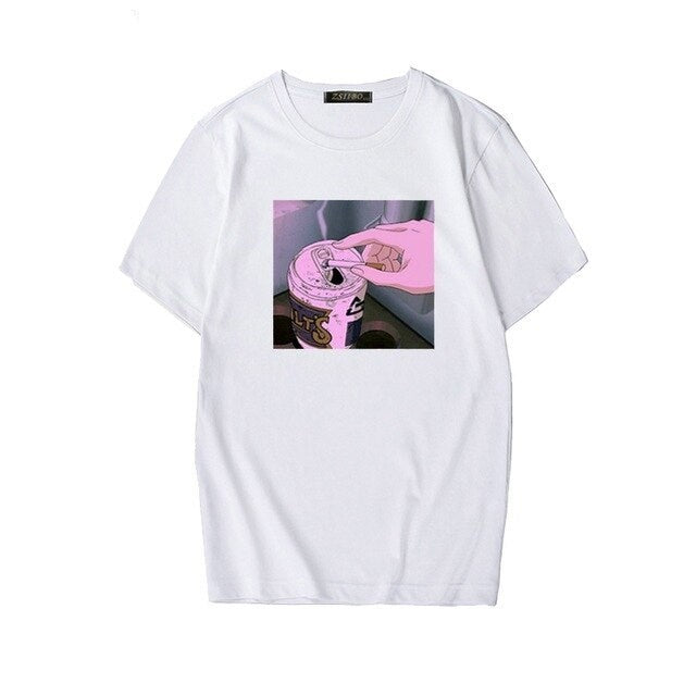 Sad Anime Print T-shirt