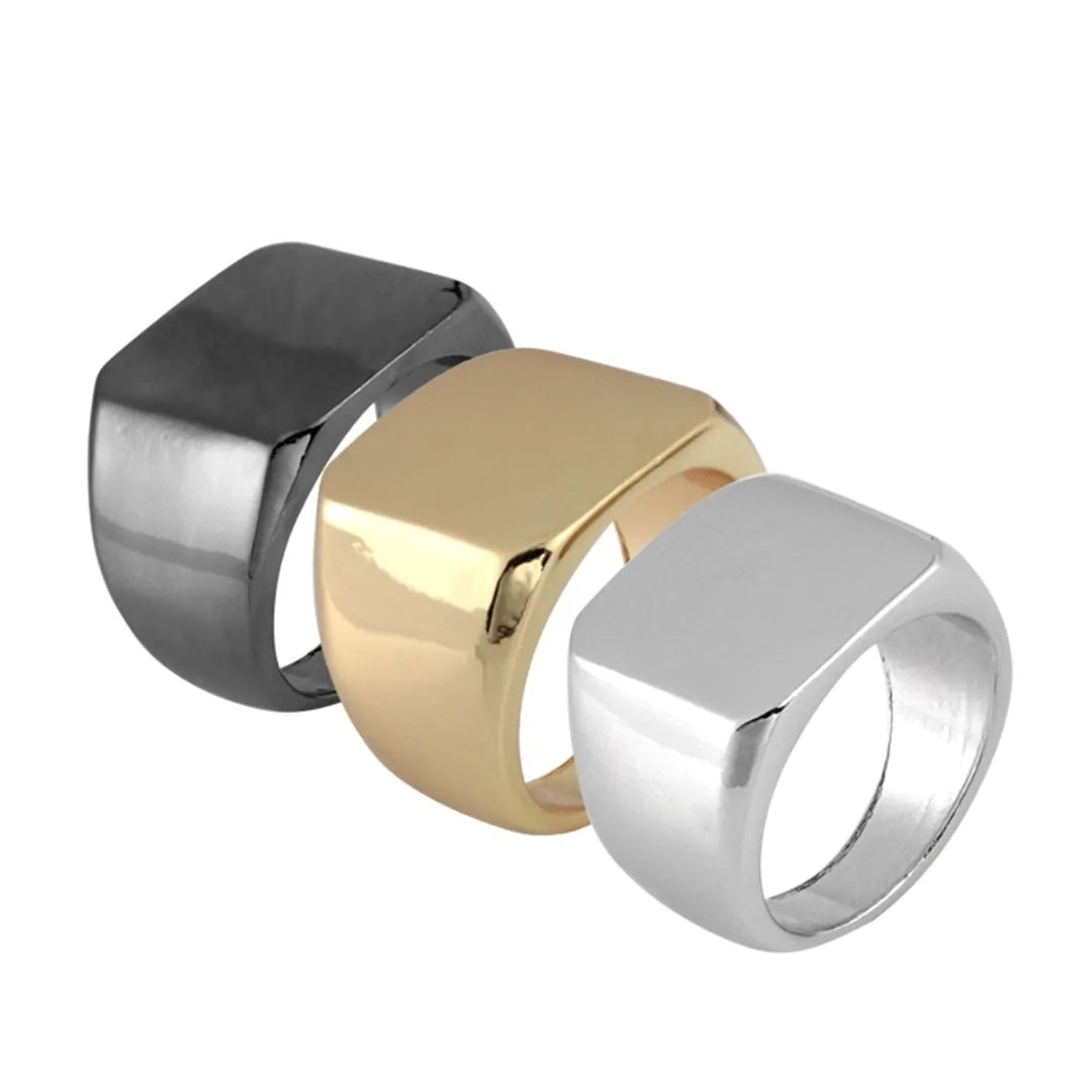 Simple Black/Gold/Silver Square Ring