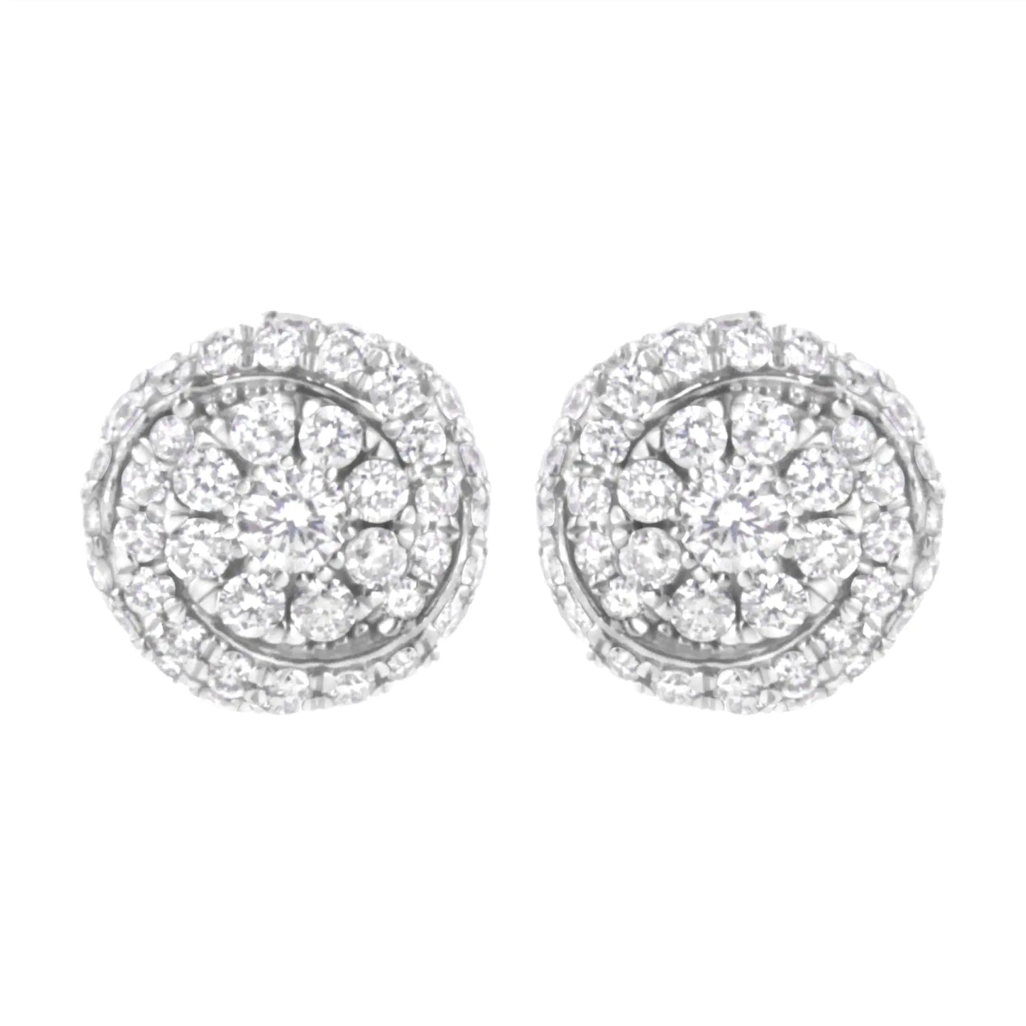 Sterling Silver 1 cttw Lab Grown Diamond Cluster Stud Earring (F-G Color, VS2-SI1 Clarity)