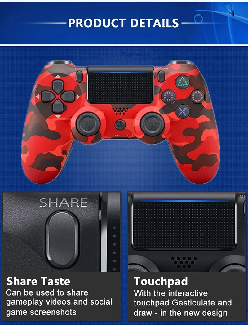 Bluetooth/Wired Dual Vibration Gamepad for PS4 & PS3