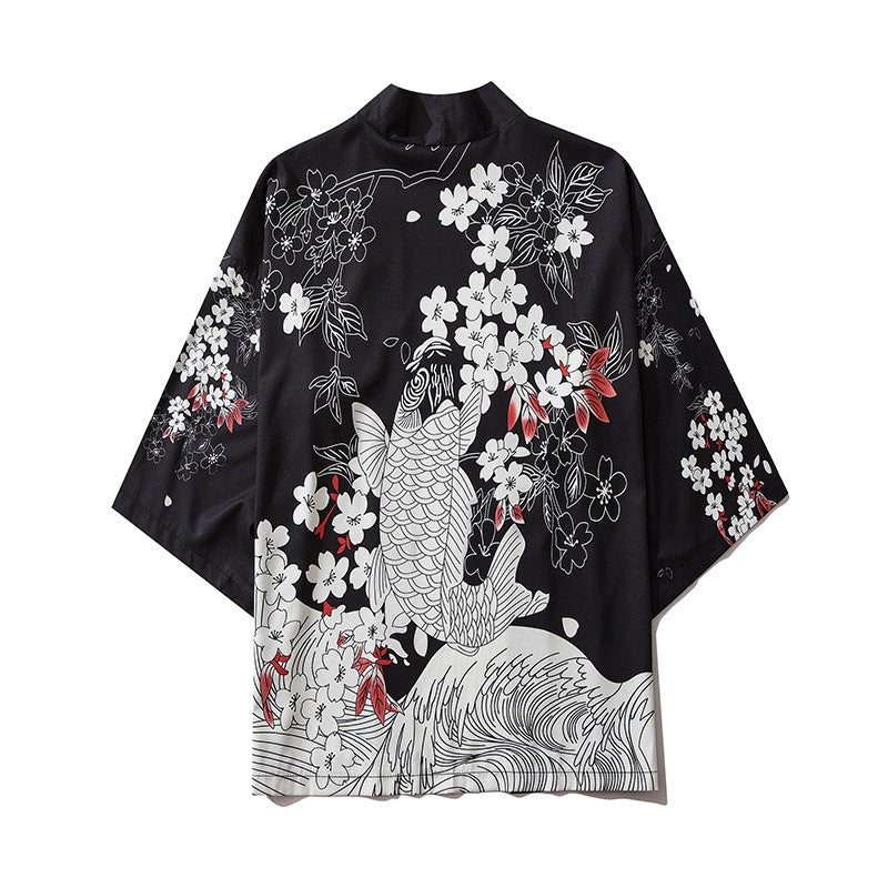 Japanese Kimono Cardigan Cat Samurai Streetwear Men Women Japan Harajuku Anime Clothes