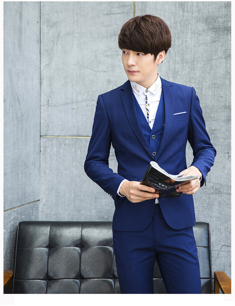 Four-piece Suit Suit Men's Jacket Korean Style Slim Business Suit