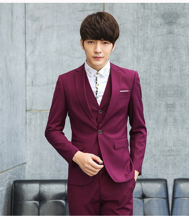 Four-piece Suit Suit Men's Jacket Korean Style Slim Business Suit