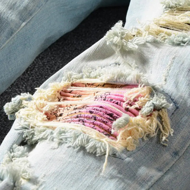 Pink Patch Ripped Jeans