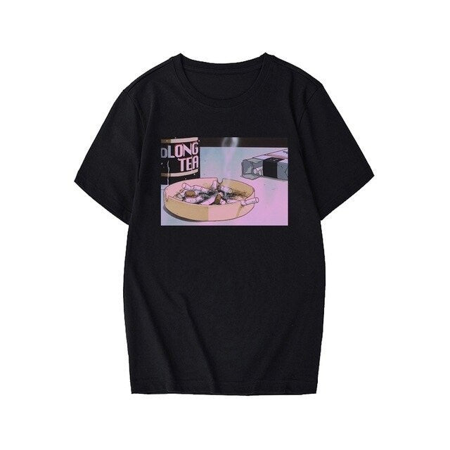 Sad Anime Print T-shirt