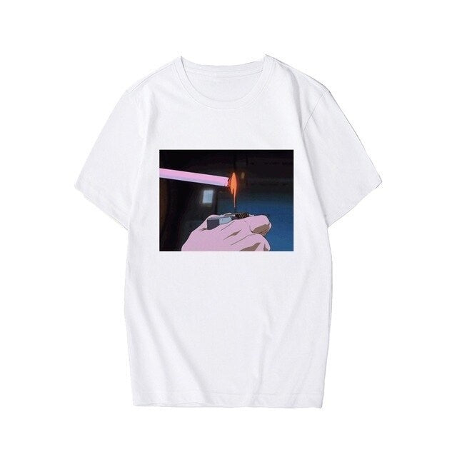 Sad Anime Print T-shirt