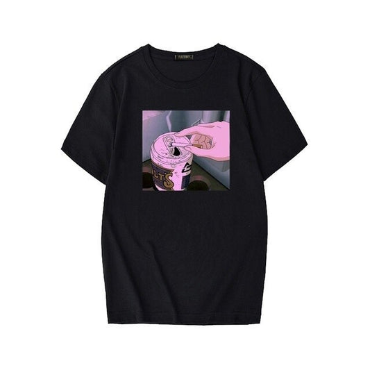 Sad Anime Print T-shirt