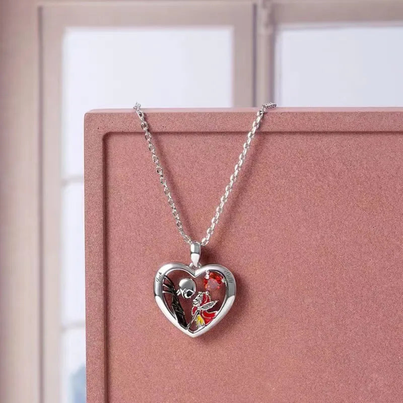 Cross-border New Arrival Halloween Creative Heart-shaped Skull Necklace For Women Simple Rhinestone