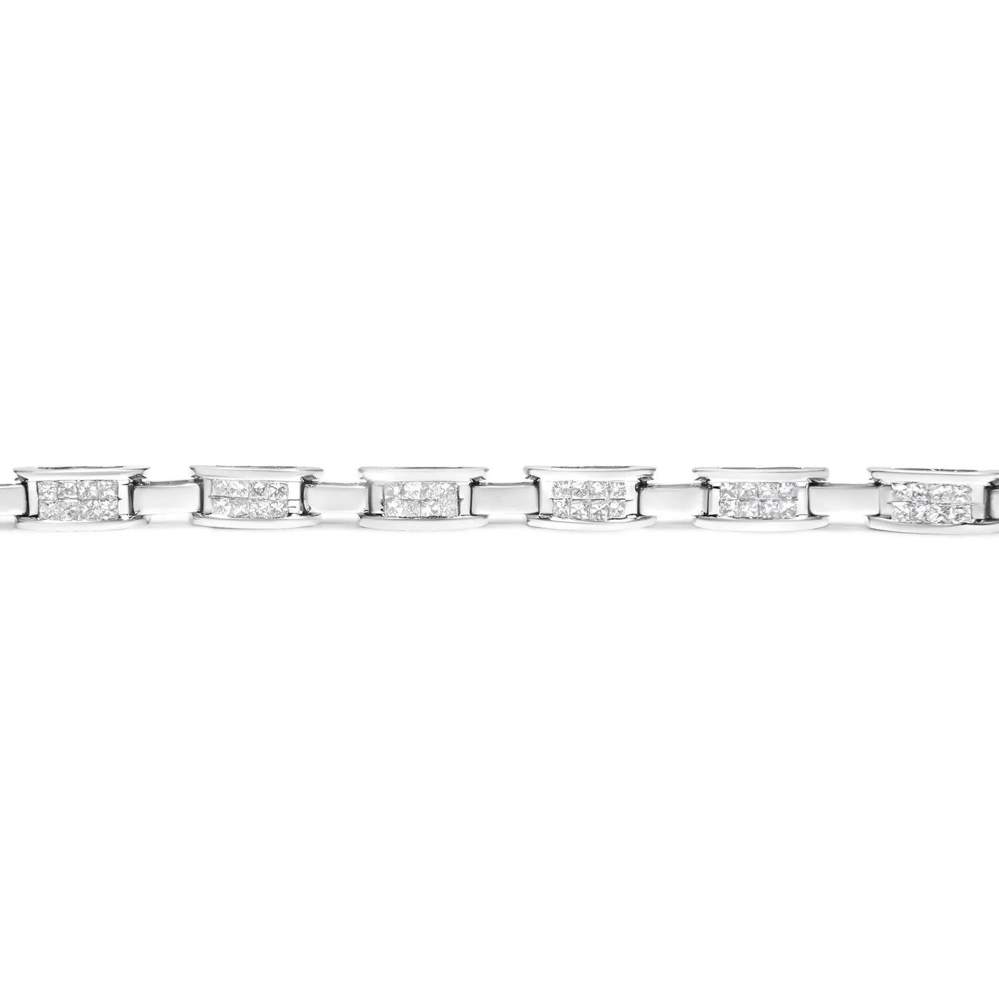 14K White Gold 2.0 Cttw Princess Cut Invisible Set Diamond Rectangular Link Bracelet (I-J Color, I1-I2 Clarity) - 7.25"