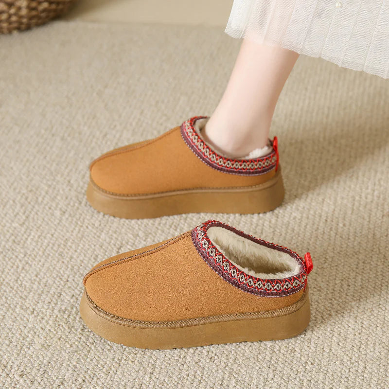 Women's Plush Fleece Half Slippers with Thick Bottom