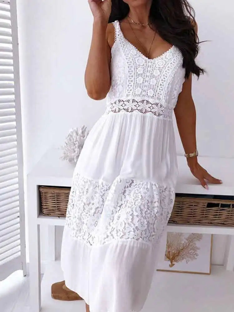 Boho Midi Dress Women Sexy Backless Dress