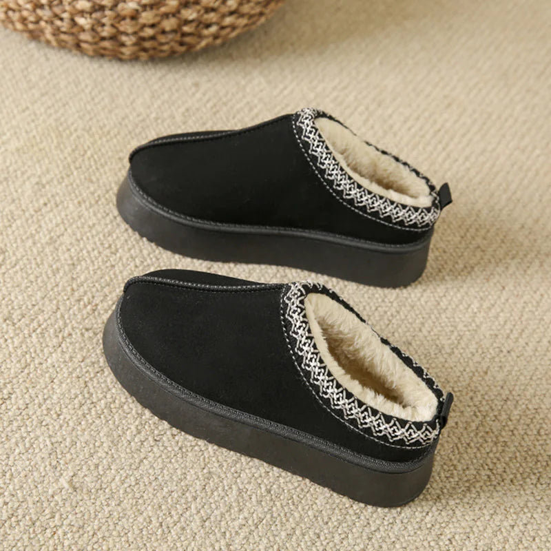 Women's Plush Fleece Half Slippers with Thick Bottom