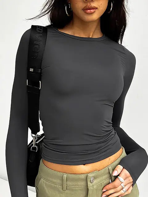 Sexy Backless Long Sleeve Crop Top