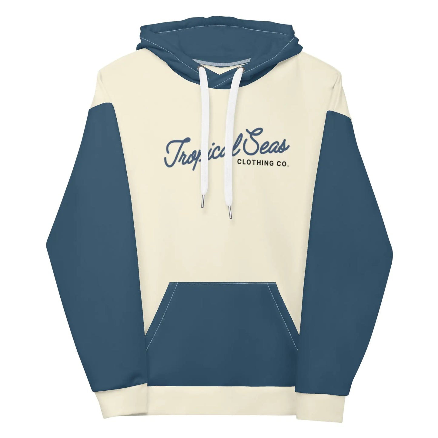 Navy & Off White Two-Toned Tropical Seas Hoodie