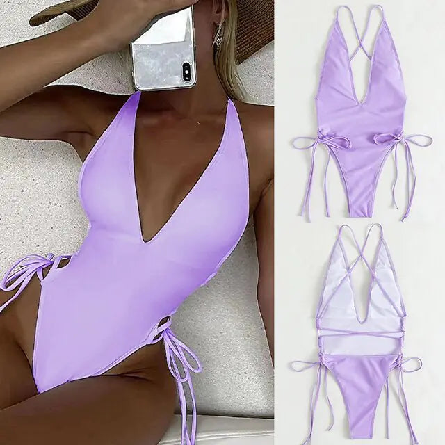 Lace-Up One-Piece: Swimwear Elegance