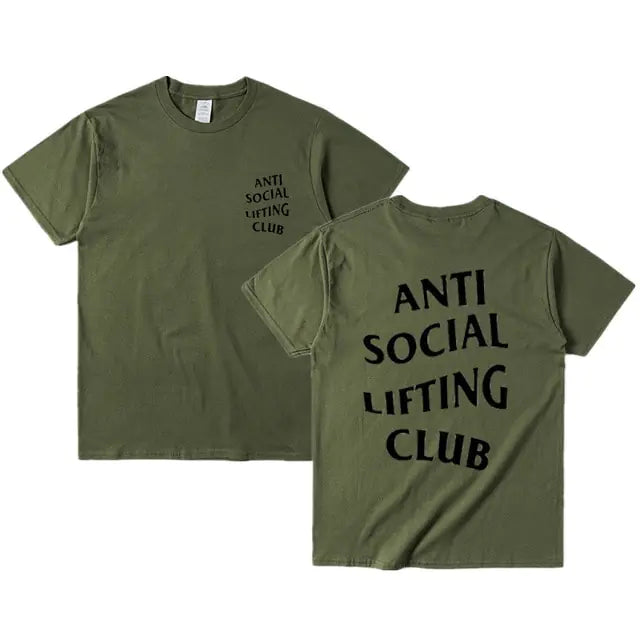 Anti Social Lifting Club T Shirt Exercise Fitness Letters