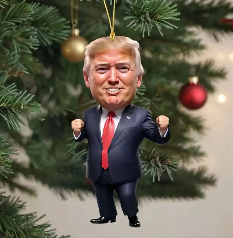 1pc Trump-Inspired Acrylic Christmas Decor Hanging Ornament