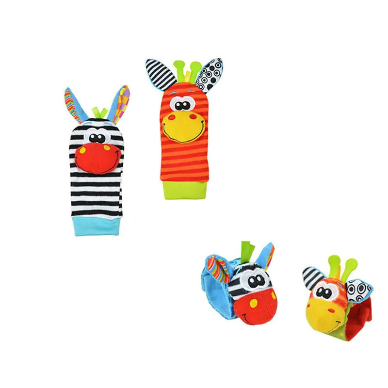 Cartoon Plush Socks Wrist Strap Rattles