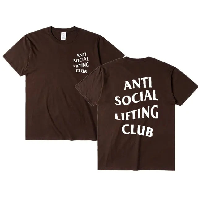 Anti Social Lifting Club T Shirt Exercise Fitness Letters