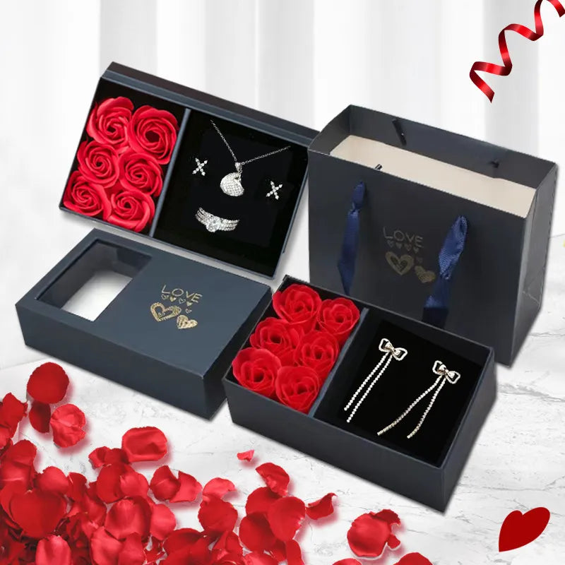 100 Languages "I Love You" Necklace with 6 Roses Luxury Gift Box