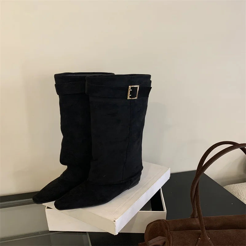 Chunky Heel Short Winter Boots